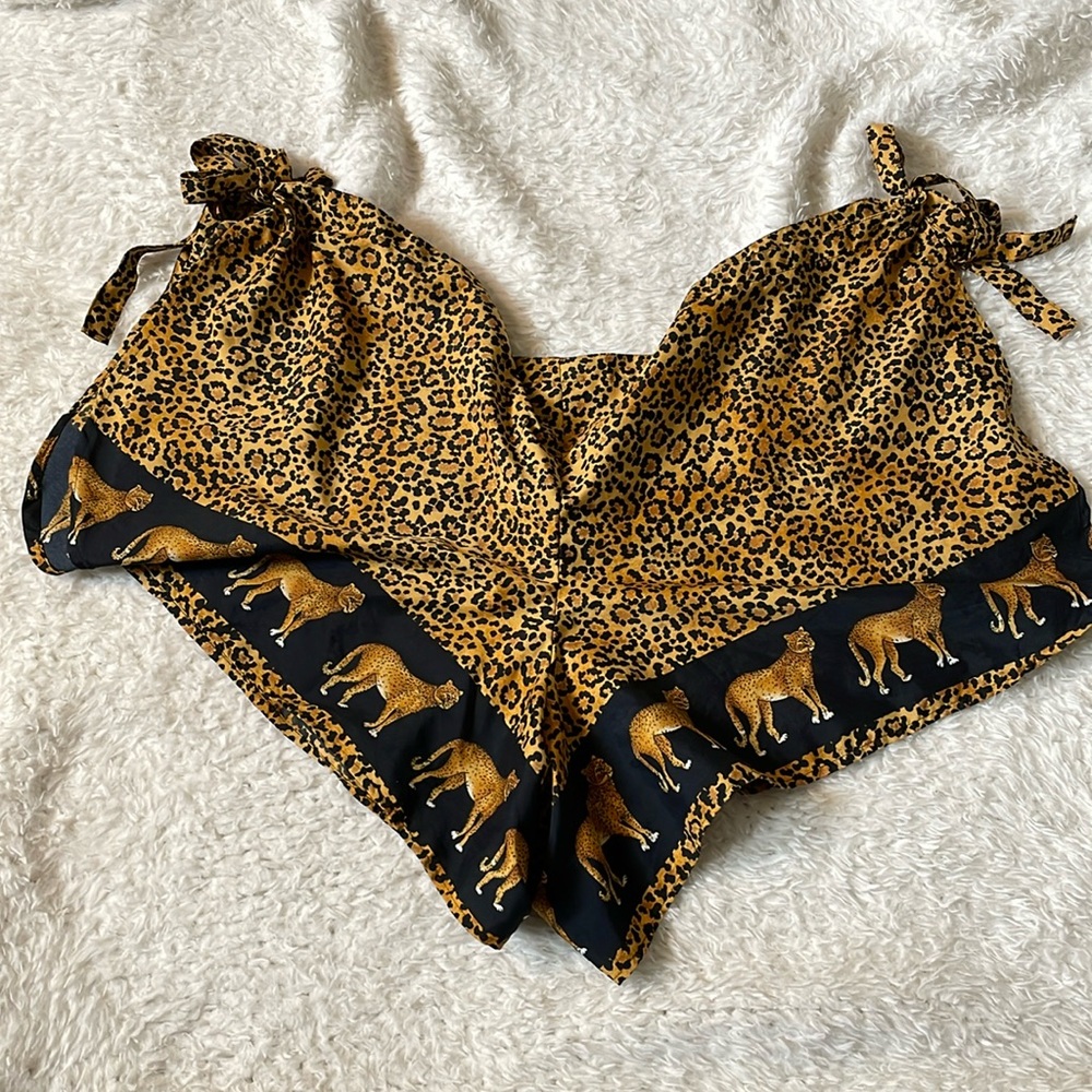 VINTAGE cheetah leopard swim coverup shorts open sides